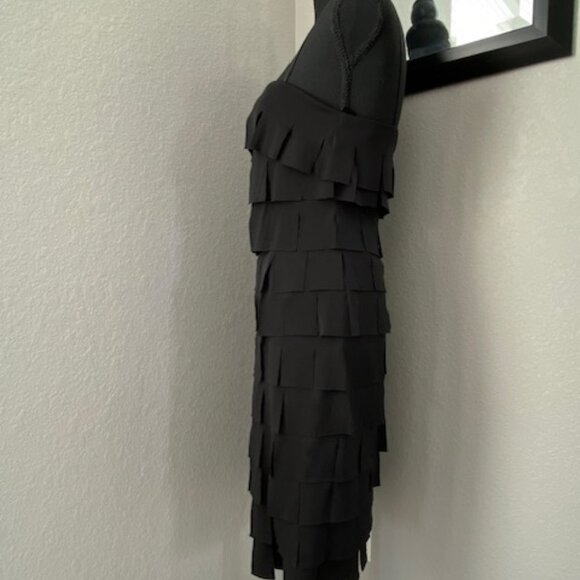 JS Collections Black Strappy Flapper Sheath Dress Sz 6 - Picture 9 of 11